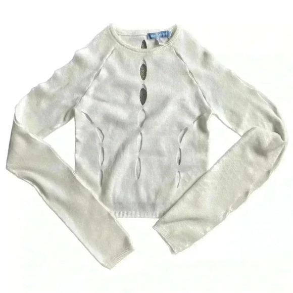 Urban Outfitters Ulla Cut Out Sweater Cream Size Medium - Picture 1 of 5